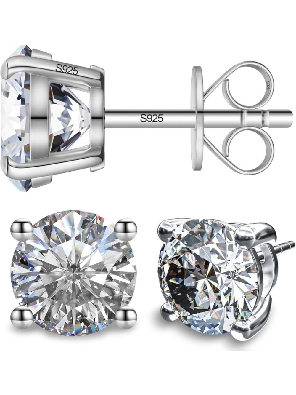 Elegant Moissanite Stud Earrings in 925 Sterling Silver for Men & Women